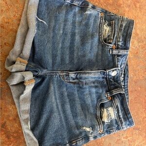 American Eagle Outfitters Blue Jean Shorts Distressed Cut-Off